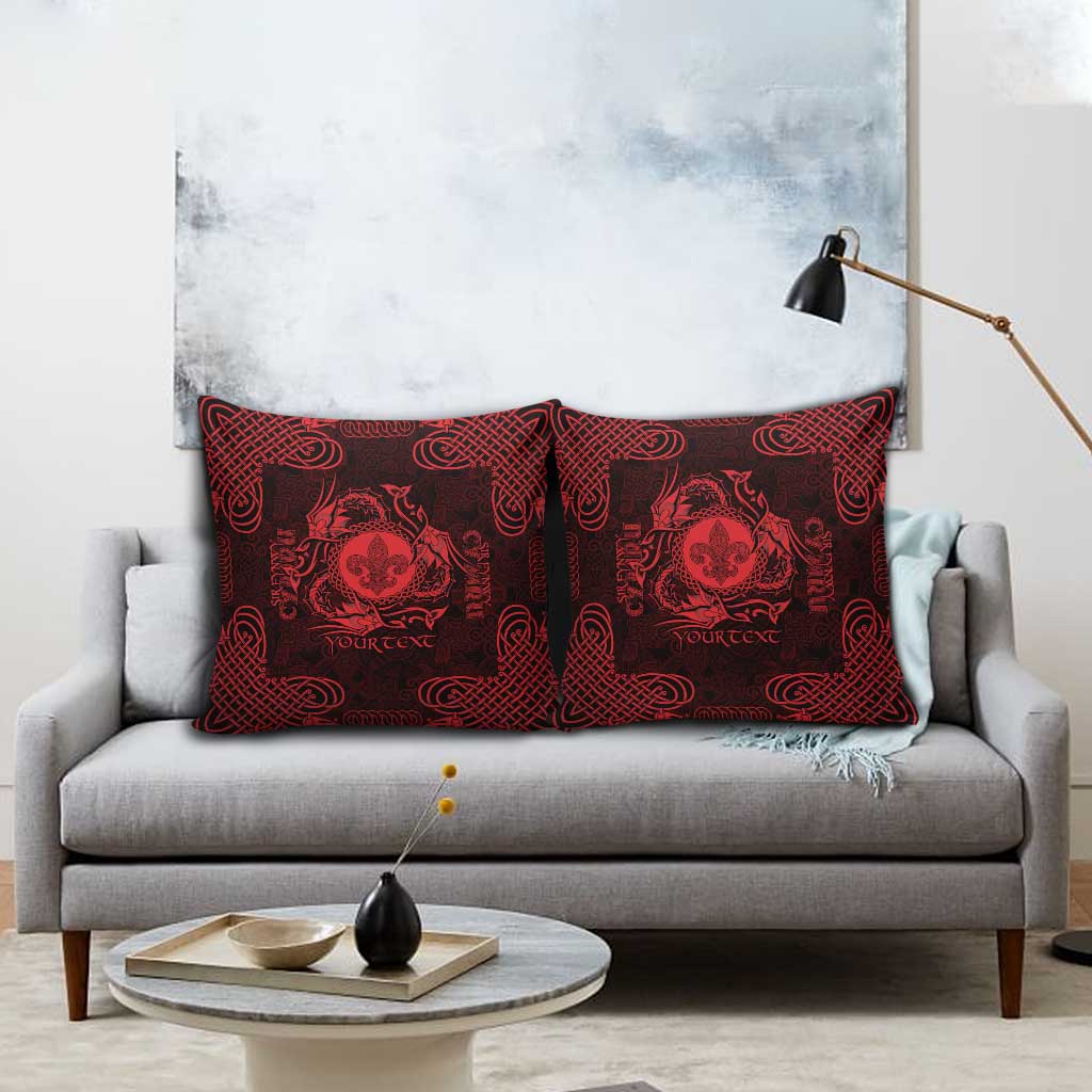 Personalized Monmouthshire Sir Fynwy Pillow Cover Red Fleur-de-lis Celtic-inspired - Wonder Print Shop