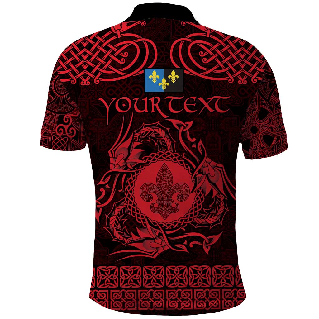 Personalized Monmouthshire Sir Fynwy Polo Shirt Red Fleur-de-lis Celtic-inspired - Wonder Print Shop
