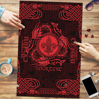 Personalized Monmouthshire Sir Fynwy Puzzle Red Fleur-de-lis Celtic-inspired - Wonder Print Shop
