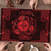 Personalized Monmouthshire Sir Fynwy Puzzle Red Fleur-de-lis Celtic-inspired - Wonder Print Shop