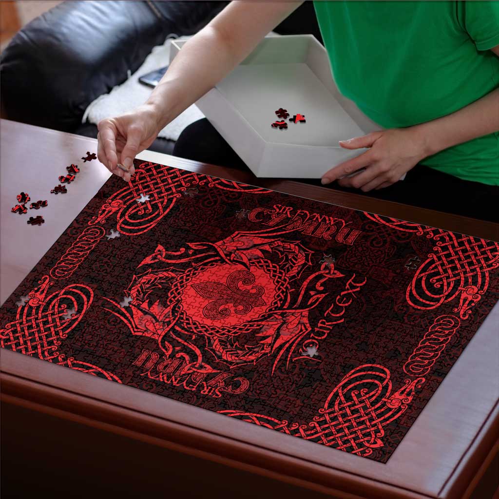 Personalized Monmouthshire Sir Fynwy Puzzle Red Fleur-de-lis Celtic-inspired - Wonder Print Shop