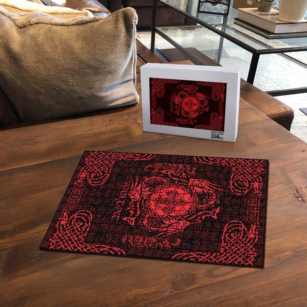 Personalized Monmouthshire Sir Fynwy Puzzle Red Fleur-de-lis Celtic-inspired - Wonder Print Shop