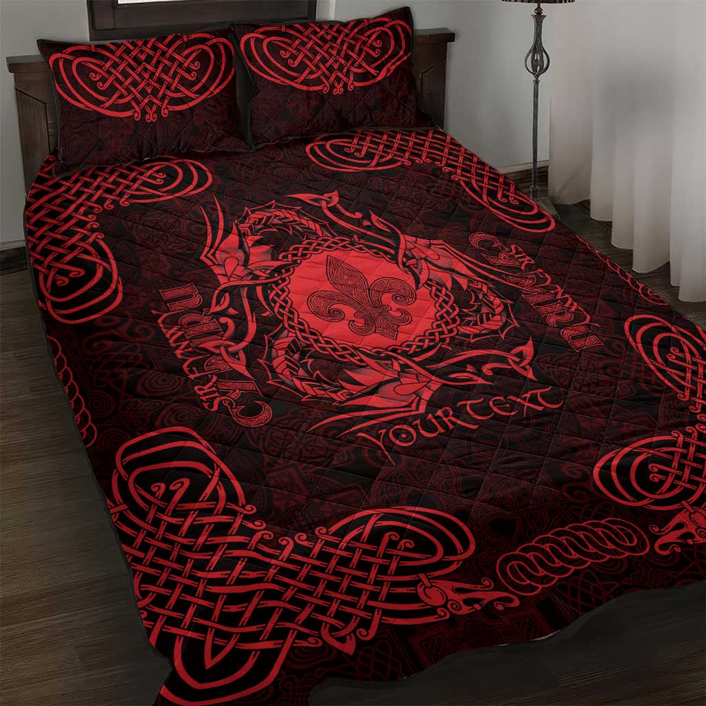 Personalized Monmouthshire Sir Fynwy Quilt Bed Set Red Fleur-de-lis Celtic-inspired - Wonder Print Shop