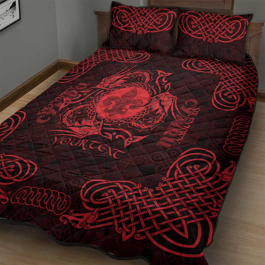 Personalized Monmouthshire Sir Fynwy Quilt Bed Set Red Fleur-de-lis Celtic-inspired - Wonder Print Shop