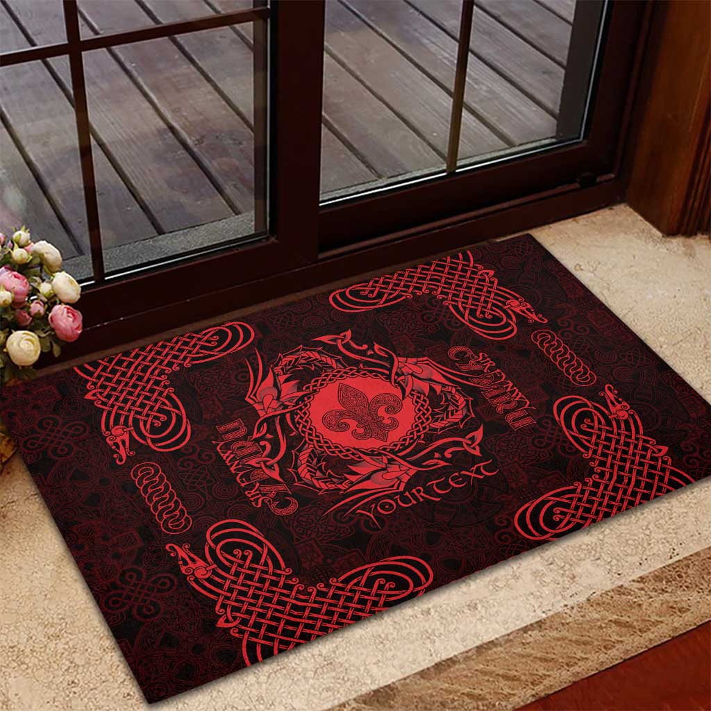 Personalized Monmouthshire Sir Fynwy Rubber Doormat Red Fleur-de-lis Celtic-inspired - Wonder Print Shop