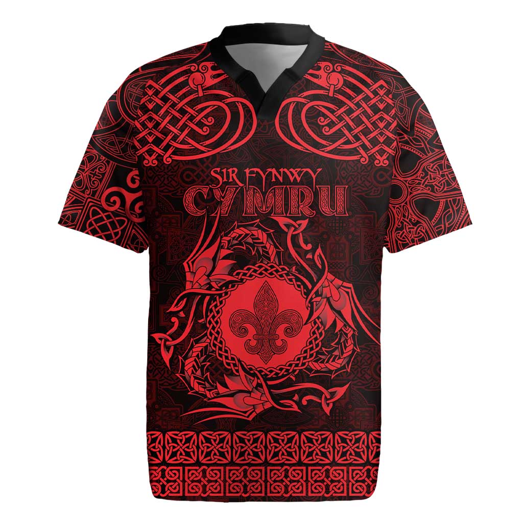 Personalized Monmouthshire Sir Fynwy Rugby Jersey Red Fleur-de-lis Celtic-inspired - Wonder Print Shop