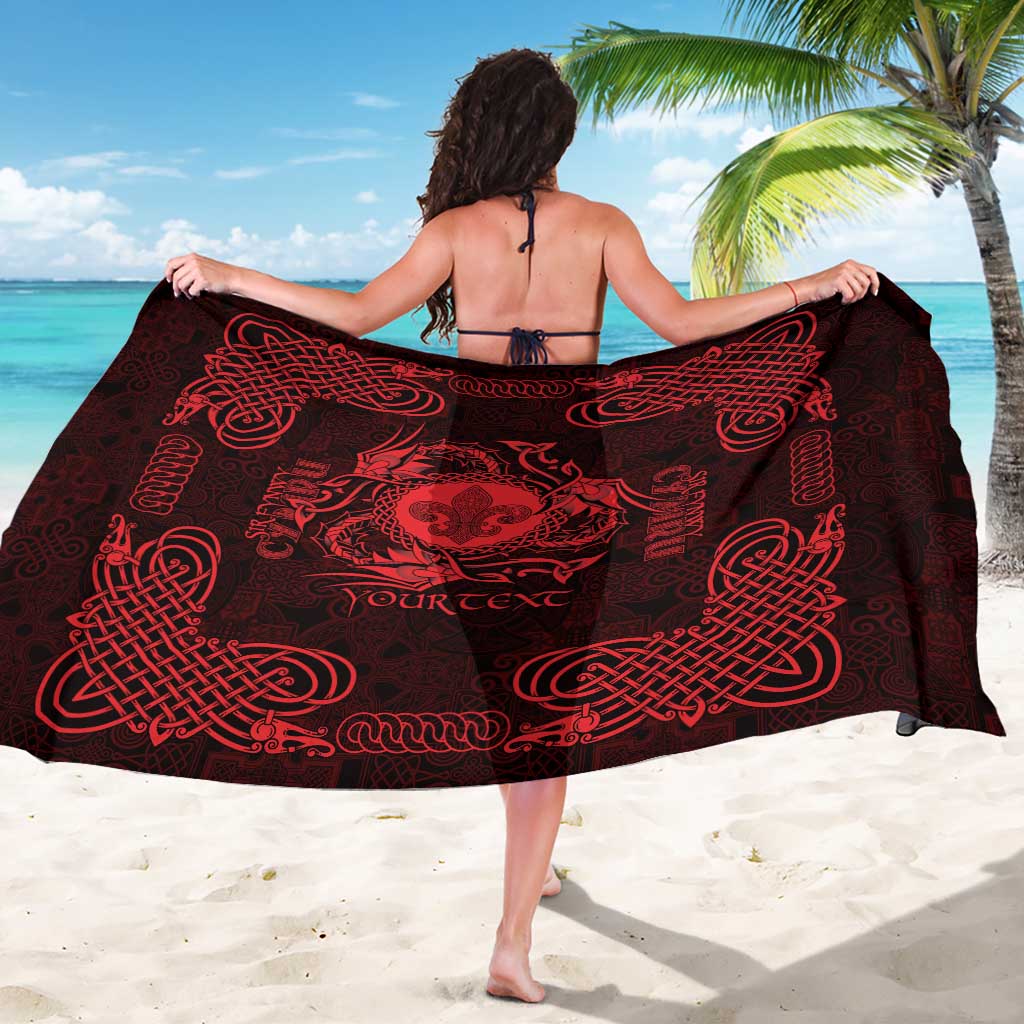 Personalized Monmouthshire Sir Fynwy Sarong Red Fleur-de-lis Celtic-inspired - Wonder Print Shop