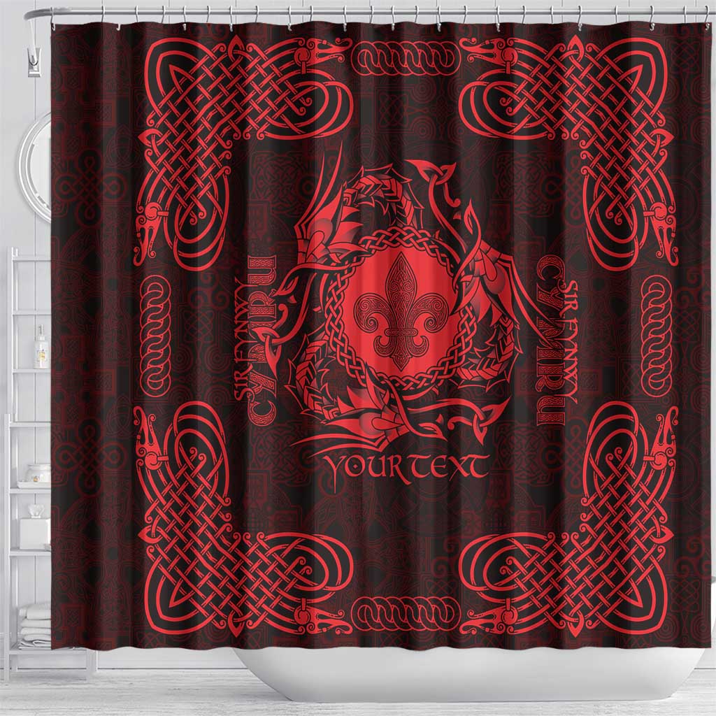 Personalized Monmouthshire Sir Fynwy Shower Curtain Red Fleur-de-lis Celtic-inspired - Wonder Print Shop