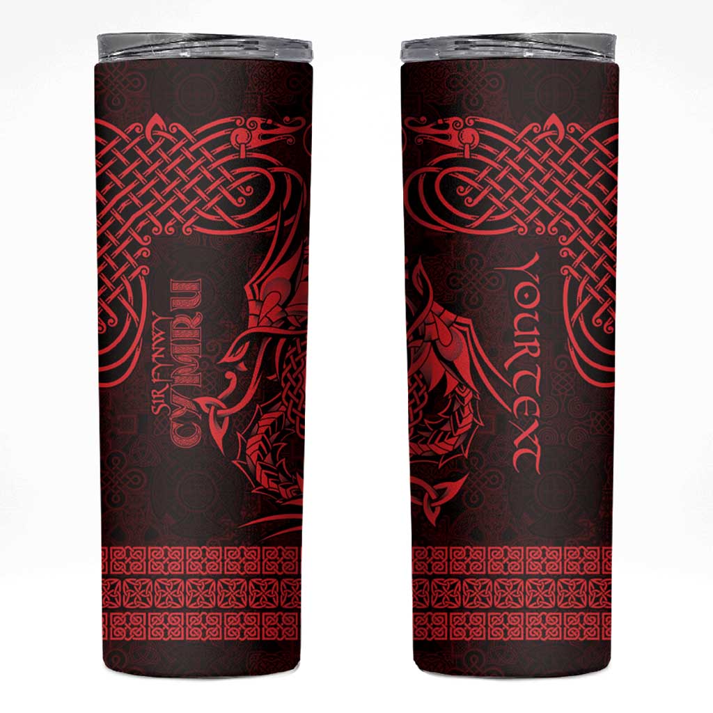 Personalized Monmouthshire Sir Fynwy Skinny Tumbler Red Fleur-de-lis Celtic-inspired - Wonder Print Shop