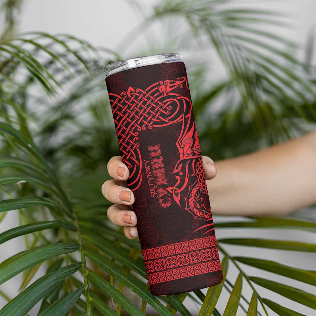 Personalized Monmouthshire Sir Fynwy Skinny Tumbler Red Fleur-de-lis Celtic-inspired - Wonder Print Shop