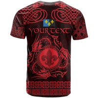 Personalized Monmouthshire Sir Fynwy T Shirt Red Fleur-de-lis Celtic-inspired - Wonder Print Shop
