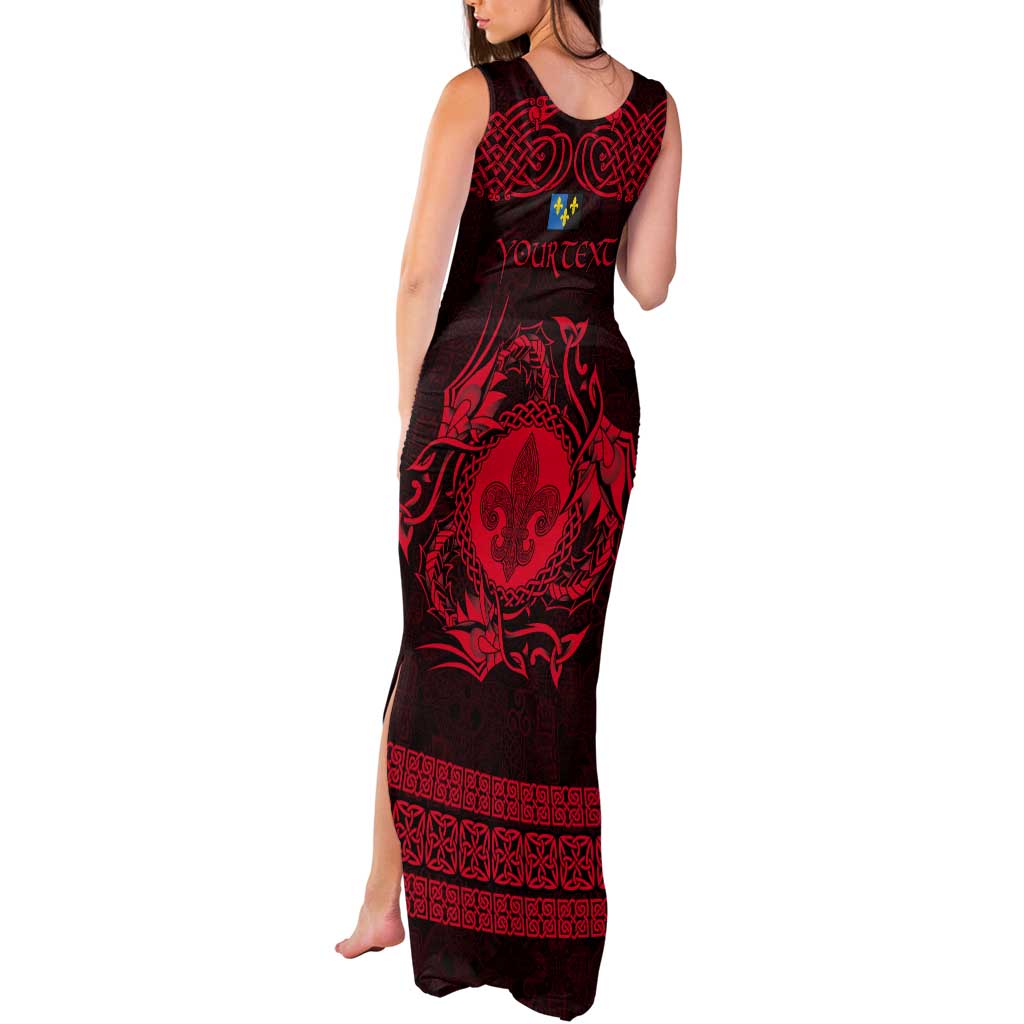 Personalized Monmouthshire Sir Fynwy Tank Maxi Dress Red Fleur-de-lis Celtic-inspired - Wonder Print Shop