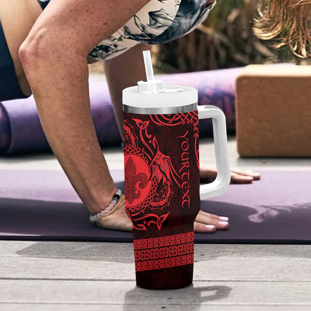 Personalized Monmouthshire Sir Fynwy Tumbler With Handle Red Fleur-de-lis Celtic-inspired - Wonder Print Shop