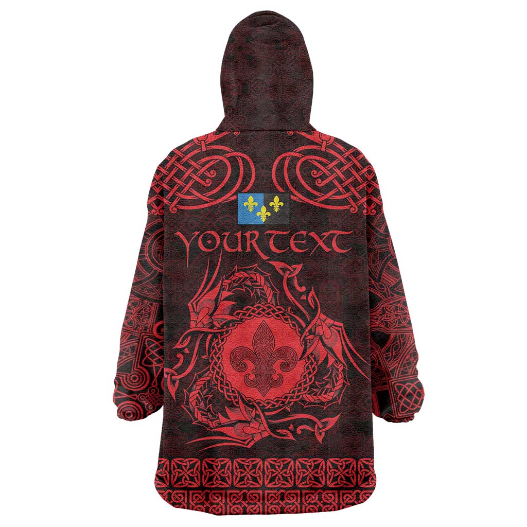 Personalized Monmouthshire Sir Fynwy Wearable Blanket Hoodie Red Fleur-de-lis Celtic-inspired - Wonder Print Shop