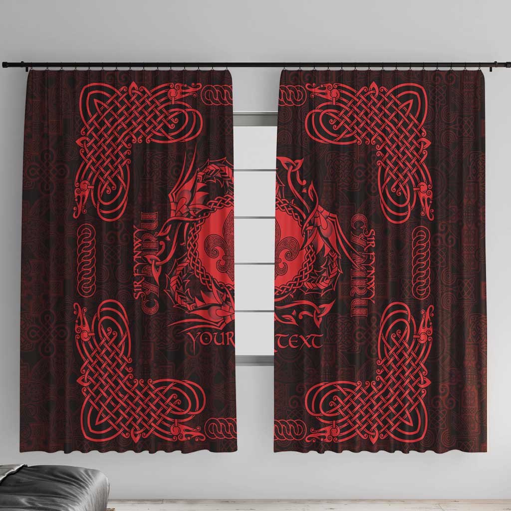 Personalized Monmouthshire Sir Fynwy Window Curtain Red Fleur-de-lis Celtic-inspired - Wonder Print Shop