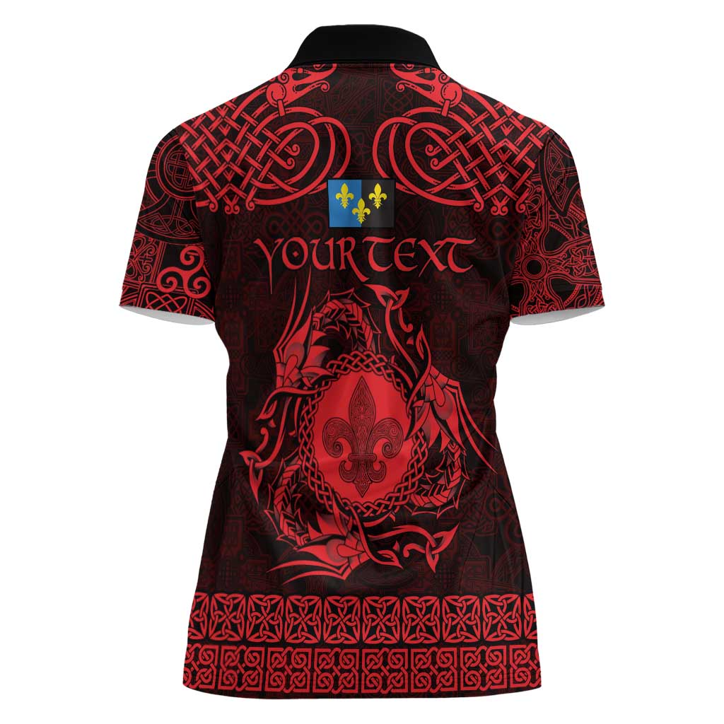 Personalized Monmouthshire Sir Fynwy Women Polo Shirt Red Fleur-de-lis Celtic-inspired - Wonder Print Shop