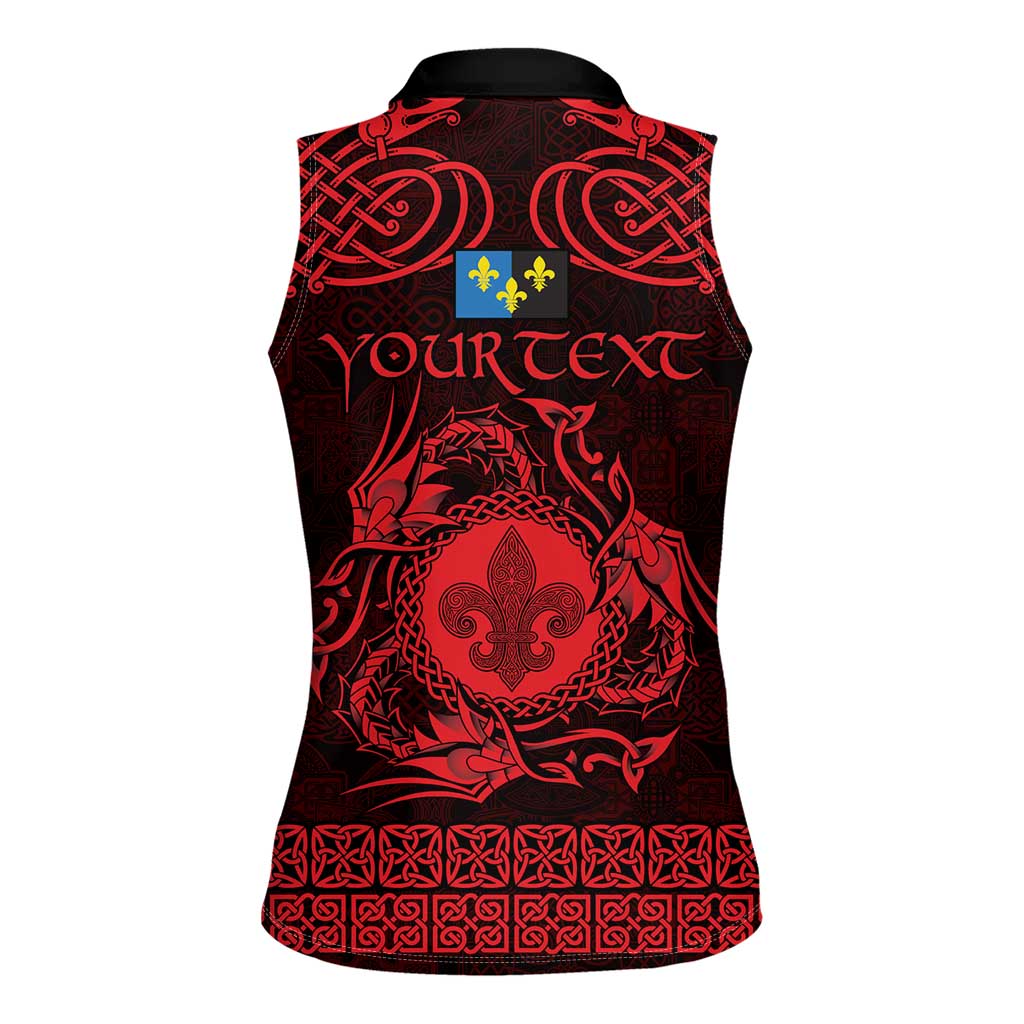 Personalized Monmouthshire Sir Fynwy Women Sleeveless Polo Shirt Red Fleur-de-lis Celtic-inspired - Wonder Print Shop