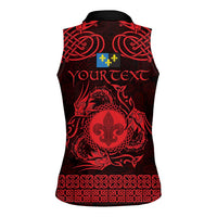 Personalized Monmouthshire Sir Fynwy Women Sleeveless Polo Shirt Red Fleur-de-lis Celtic-inspired - Wonder Print Shop