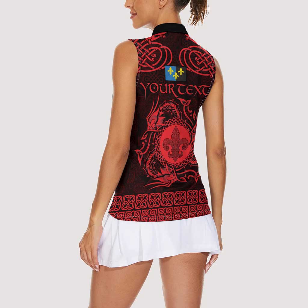 Personalized Monmouthshire Sir Fynwy Women Sleeveless Polo Shirt Red Fleur-de-lis Celtic-inspired - Wonder Print Shop