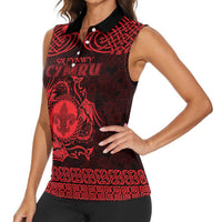 Personalized Monmouthshire Sir Fynwy Women Sleeveless Polo Shirt Red Fleur-de-lis Celtic-inspired - Wonder Print Shop