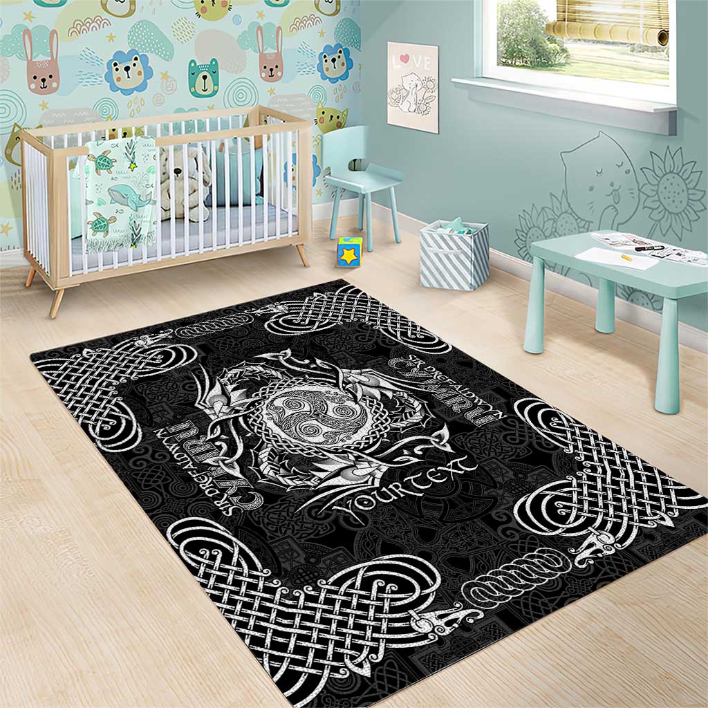 Personalized Montgomeryshire Sir Drefaldwyn Area Rug Black Water Triskele Celtic-inspired - Wonder Print Shop
