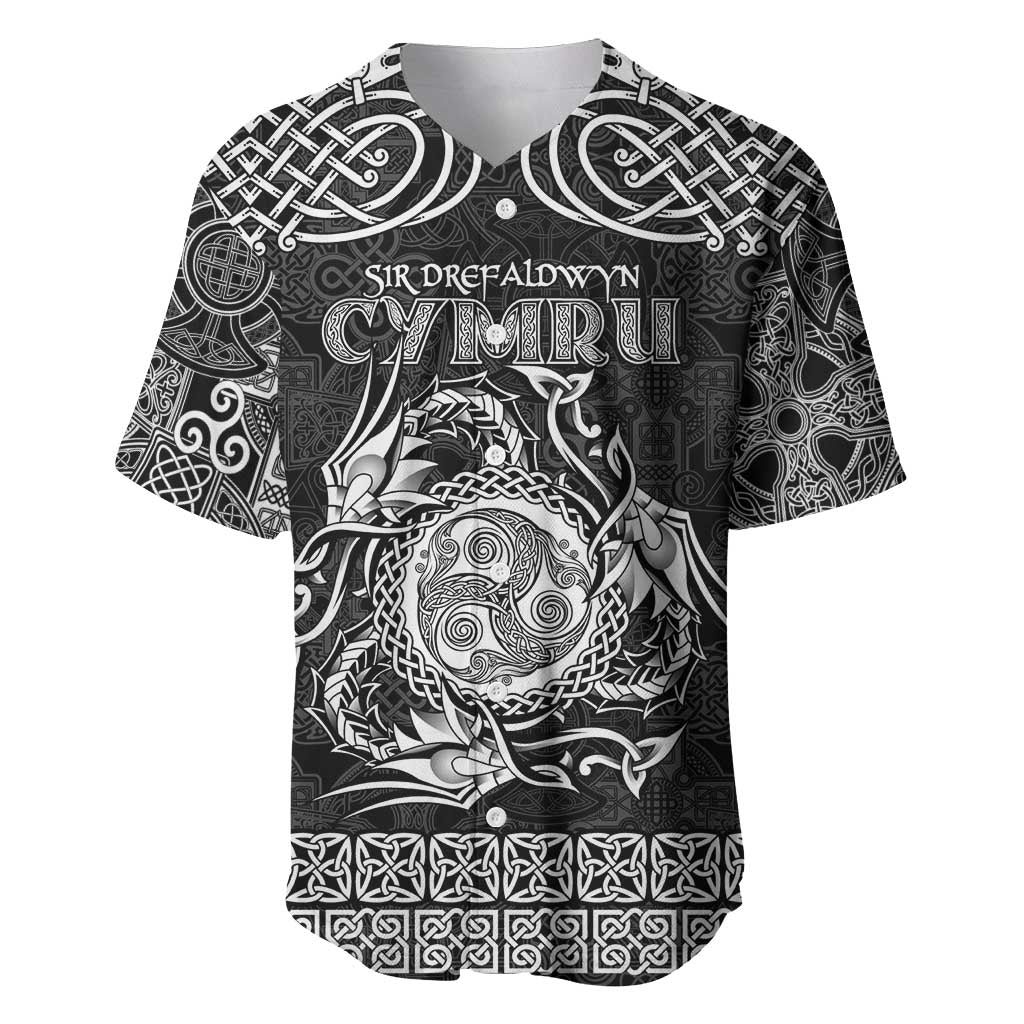 Personalized Montgomeryshire Sir Drefaldwyn Baseball Jersey Black Water Triskele Celtic-inspired - Wonder Print Shop