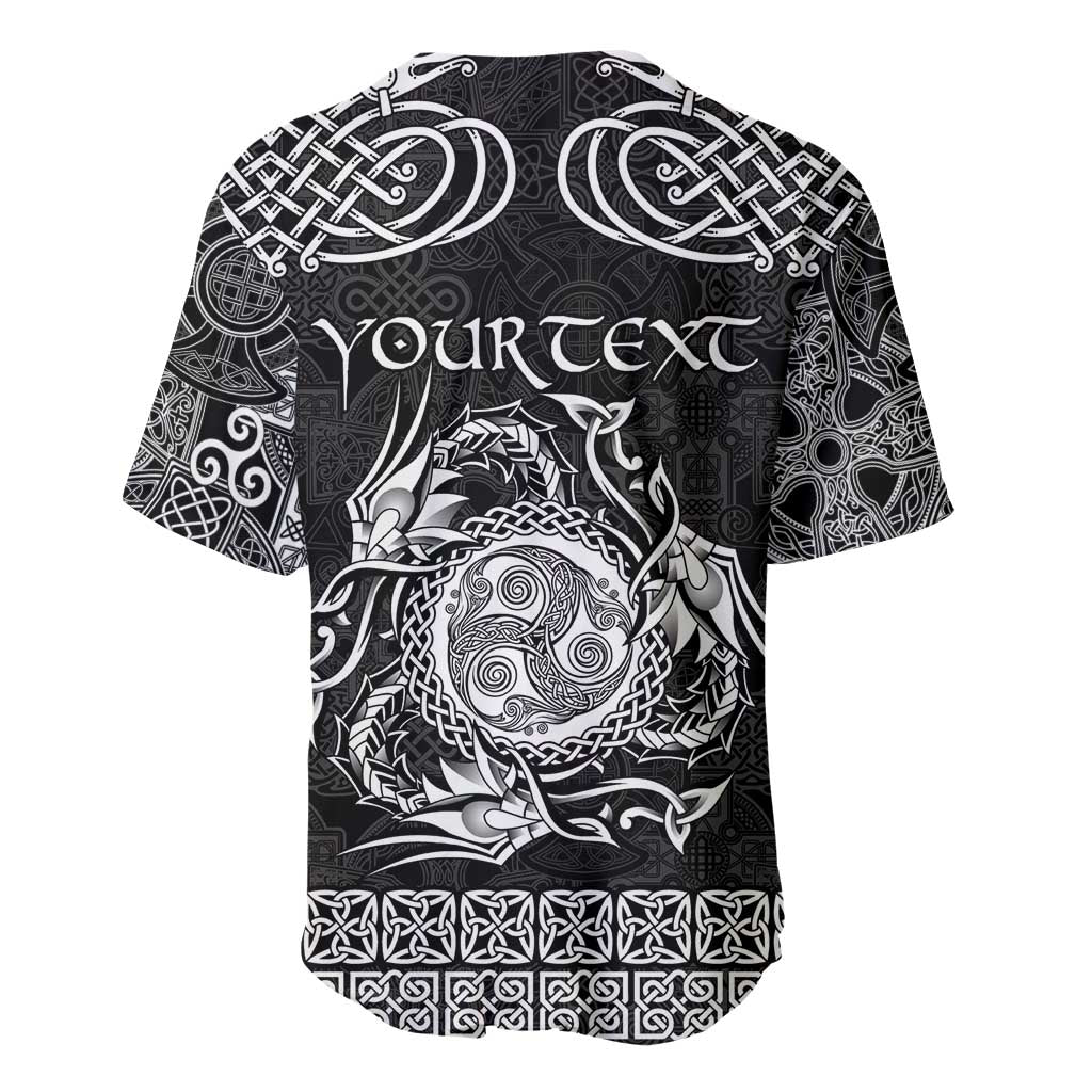 Personalized Montgomeryshire Sir Drefaldwyn Baseball Jersey Black Water Triskele Celtic-inspired - Wonder Print Shop