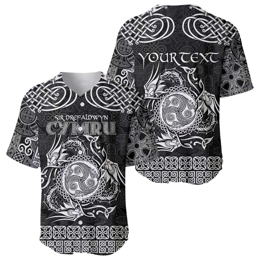 Personalized Montgomeryshire Sir Drefaldwyn Baseball Jersey Black Water Triskele Celtic-inspired - Wonder Print Shop