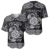 Personalized Montgomeryshire Sir Drefaldwyn Baseball Jersey Black Water Triskele Celtic-inspired - Wonder Print Shop