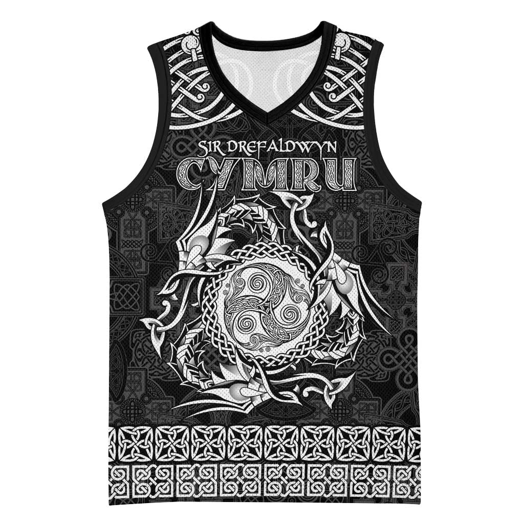 Personalized Montgomeryshire Sir Drefaldwyn Basketball Jersey Black Water Triskele Celtic-inspired - Wonder Print Shop