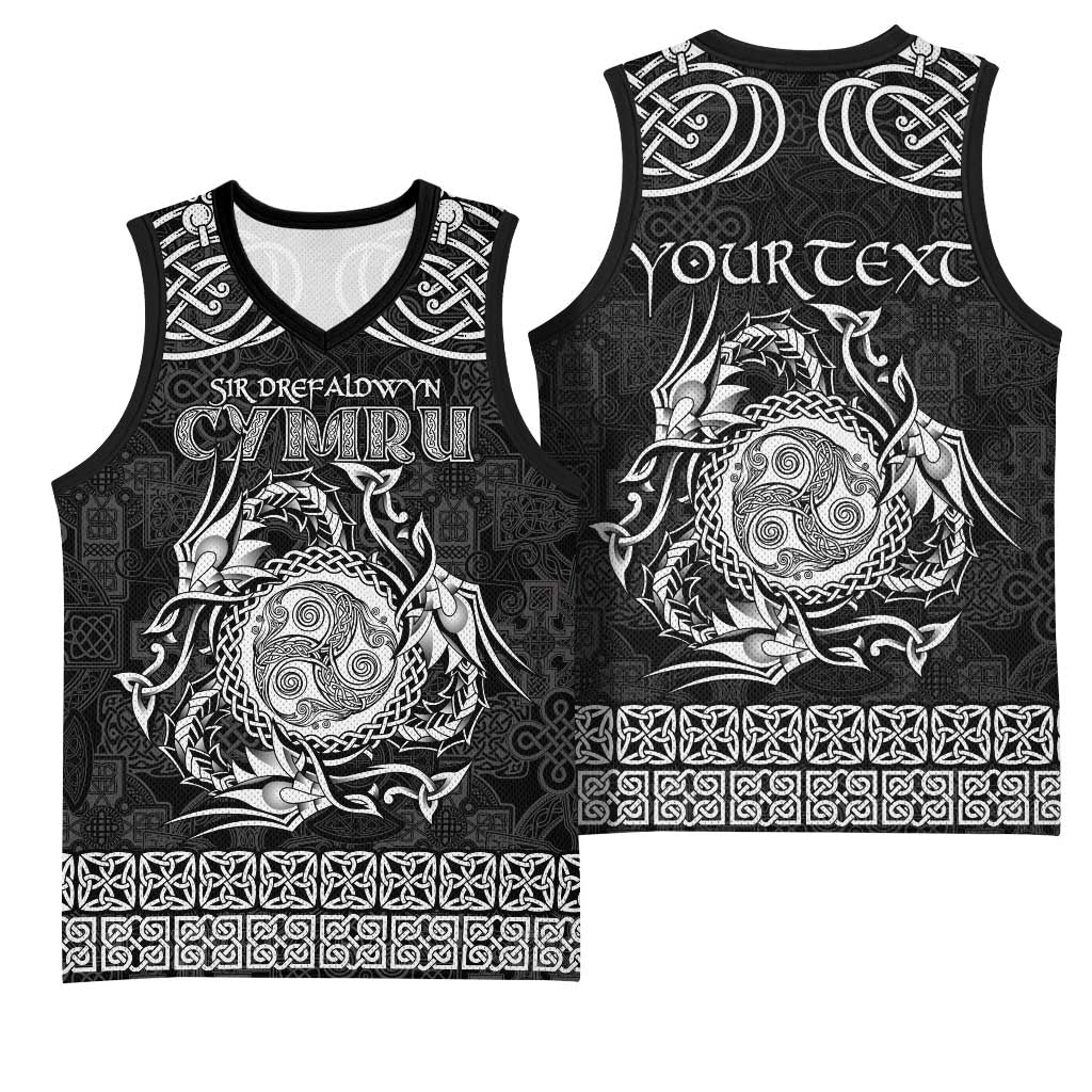Personalized Montgomeryshire Sir Drefaldwyn Basketball Jersey Black Water Triskele Celtic-inspired - Wonder Print Shop