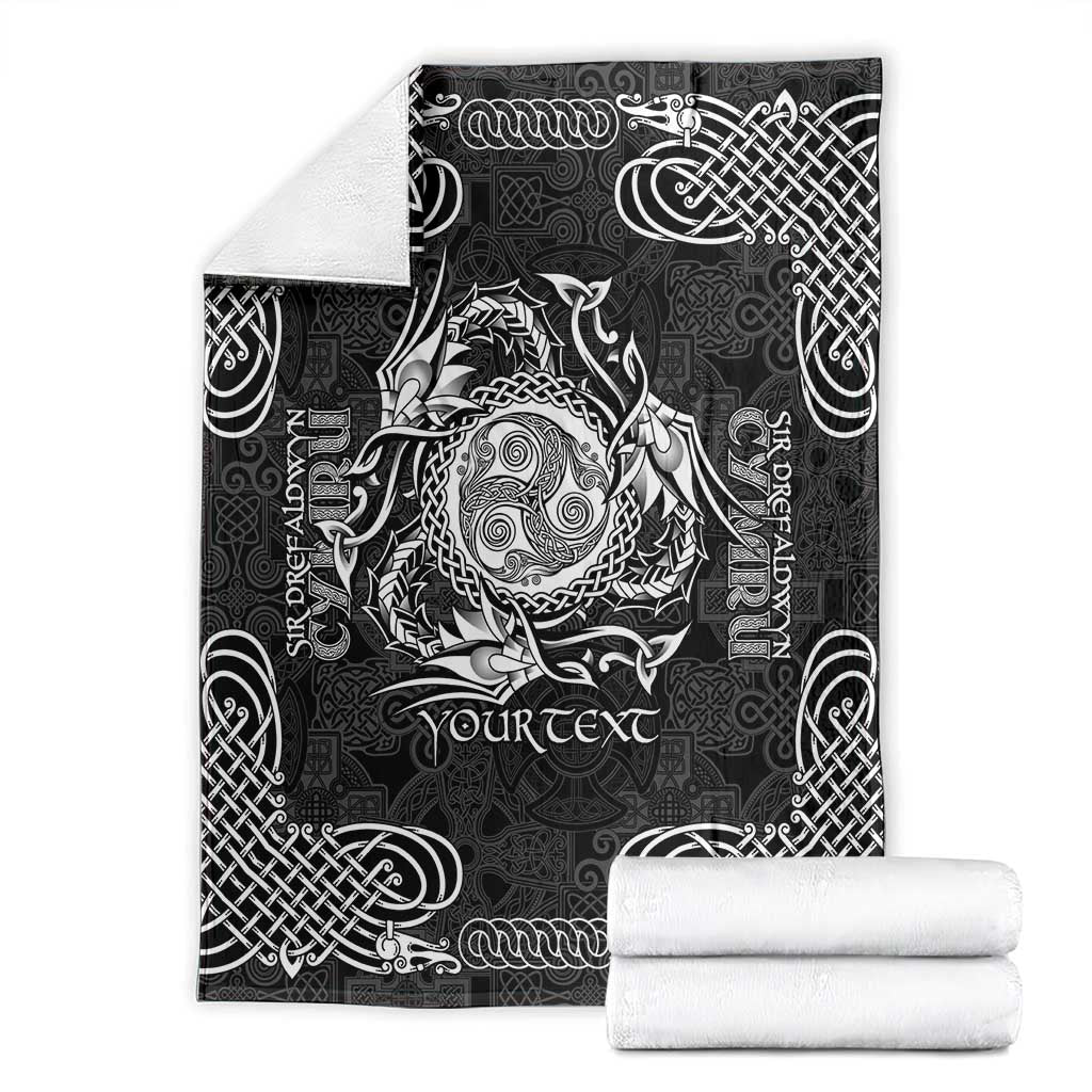Personalized Montgomeryshire Sir Drefaldwyn Blanket Black Water Triskele Celtic-inspired - Wonder Print Shop