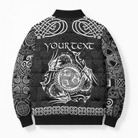 Personalized Montgomeryshire Sir Drefaldwyn Bomber Puffer Jacket Black Water Triskele Celtic-inspired - Wonder Print Shop