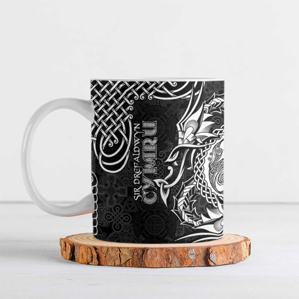 Personalized Montgomeryshire Sir Drefaldwyn Ceramic Mug Black Water Triskele Celtic-inspired - Wonder Print Shop