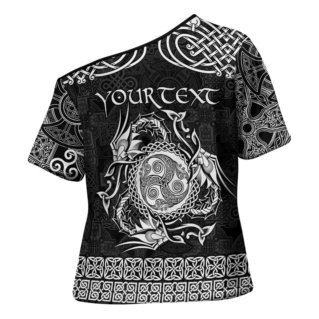 Personalized Montgomeryshire Sir Drefaldwyn Cross Shoulder Shirt Black Water Triskele Celtic-inspired - Wonder Print Shop