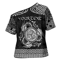 Personalized Montgomeryshire Sir Drefaldwyn Cross Shoulder Shirt Black Water Triskele Celtic-inspired - Wonder Print Shop