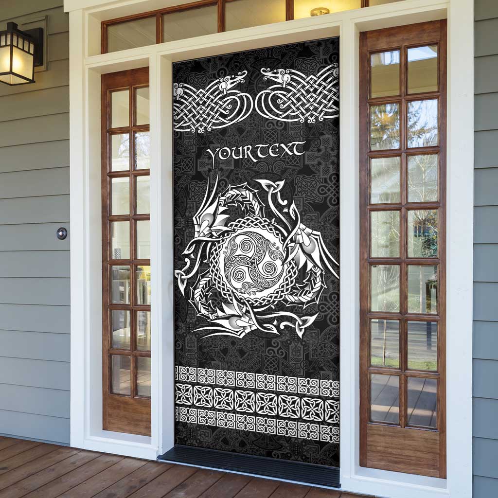 Personalized Montgomeryshire Sir Drefaldwyn Door Cover Black Water Triskele Celtic-inspired - Wonder Print Shop