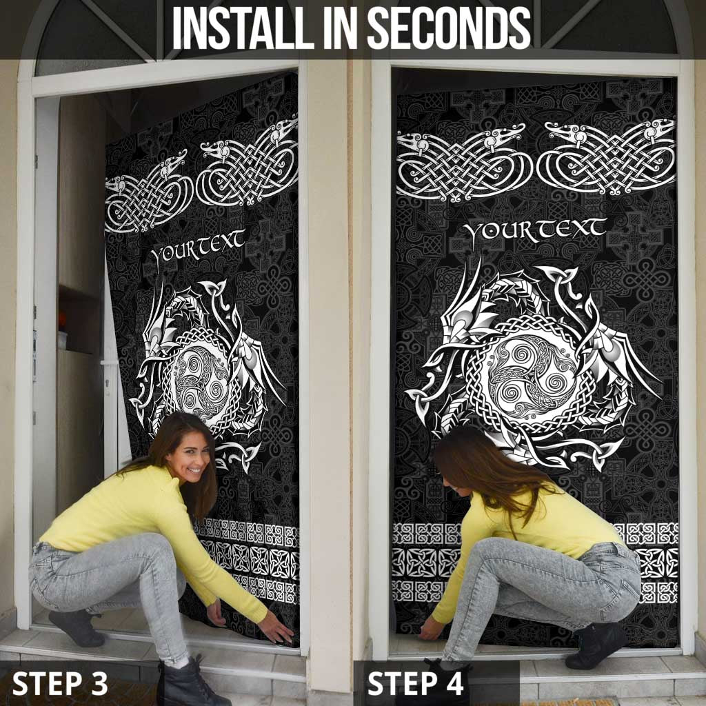 Personalized Montgomeryshire Sir Drefaldwyn Door Cover Black Water Triskele Celtic-inspired - Wonder Print Shop