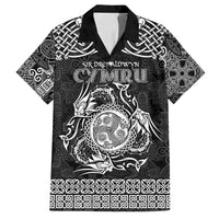 Personalized Montgomeryshire Sir Drefaldwyn Family Matching Long Sleeve Bodycon Dress and Hawaiian Shirt Black Water Triskele Celtic-inspired - Wonder Print Shop