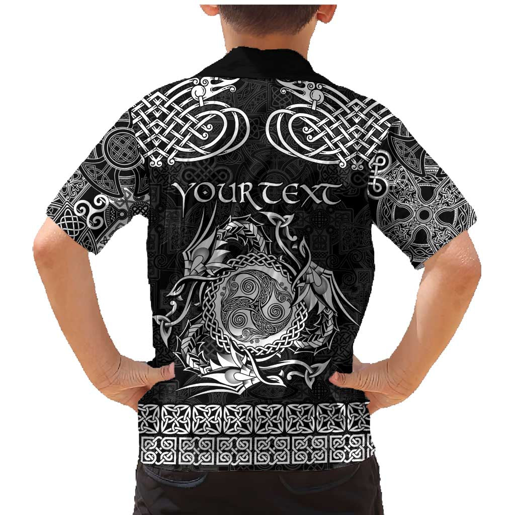 Personalized Montgomeryshire Sir Drefaldwyn Family Matching Mermaid Dress and Hawaiian Shirt Black Water Triskele Celtic-inspired - Wonder Print Shop