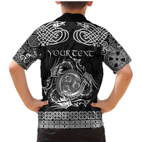 Personalized Montgomeryshire Sir Drefaldwyn Family Matching Mermaid Dress and Hawaiian Shirt Black Water Triskele Celtic-inspired - Wonder Print Shop