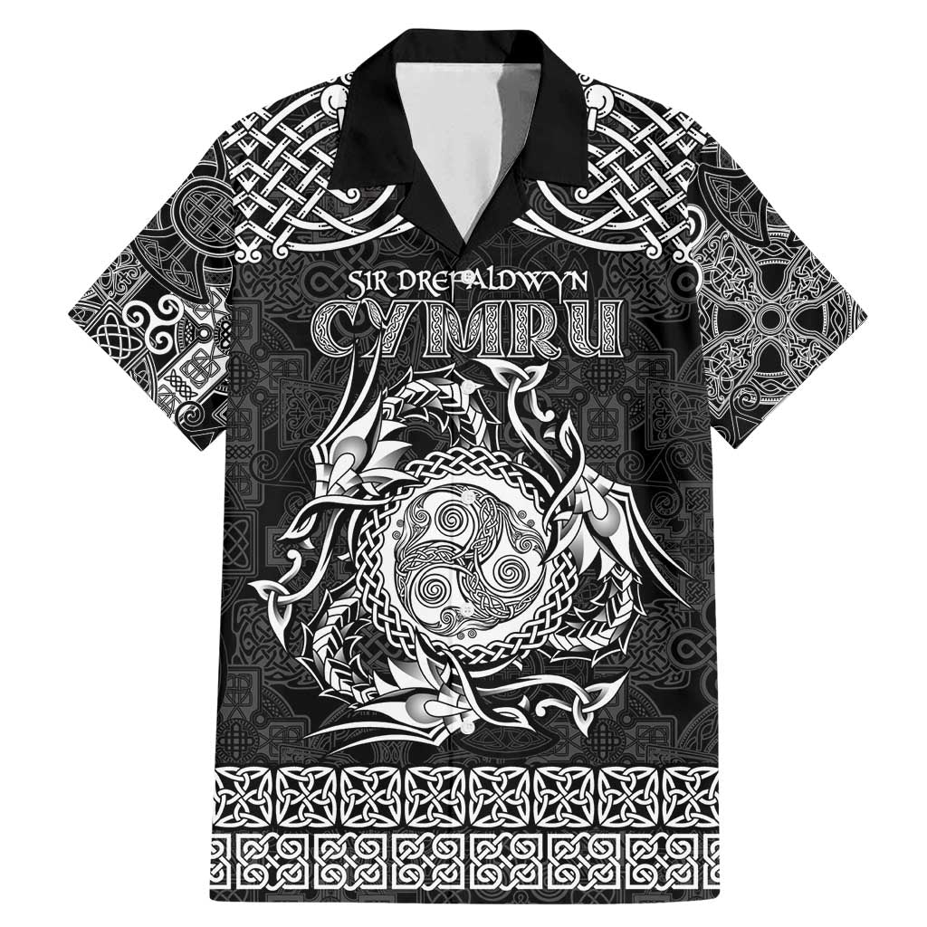 Personalized Montgomeryshire Sir Drefaldwyn Family Matching Mermaid Dress and Hawaiian Shirt Black Water Triskele Celtic-inspired - Wonder Print Shop