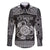 Personalized Montgomeryshire Sir Drefaldwyn Family Matching Off The Shoulder Long Sleeve Dress and Hawaiian Shirt Black Water Triskele Celtic-inspired - Wonder Print Shop