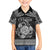 Personalized Montgomeryshire Sir Drefaldwyn Family Matching Off The Shoulder Long Sleeve Dress and Hawaiian Shirt Black Water Triskele Celtic-inspired - Wonder Print Shop