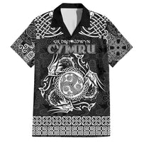 Personalized Montgomeryshire Sir Drefaldwyn Family Matching Off Shoulder Maxi Dress and Hawaiian Shirt Black Water Triskele Celtic-inspired - Wonder Print Shop