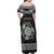 Personalized Montgomeryshire Sir Drefaldwyn Family Matching Off Shoulder Maxi Dress and Hawaiian Shirt Black Water Triskele Celtic-inspired - Wonder Print Shop