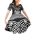 Personalized Montgomeryshire Sir Drefaldwyn Family Matching Off Shoulder Short Dress and Hawaiian Shirt Black Water Triskele Celtic-inspired - Wonder Print Shop