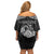 Personalized Montgomeryshire Sir Drefaldwyn Family Matching Off Shoulder Short Dress and Hawaiian Shirt Black Water Triskele Celtic-inspired - Wonder Print Shop