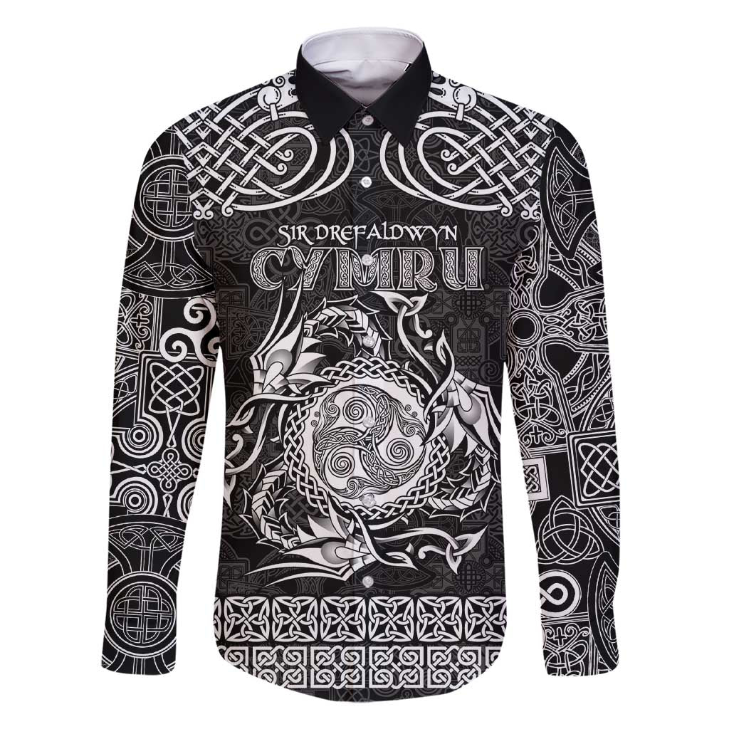 Personalized Montgomeryshire Sir Drefaldwyn Family Matching Short Sleeve Bodycon Dress and Hawaiian Shirt Black Water Triskele Celtic-inspired - Wonder Print Shop
