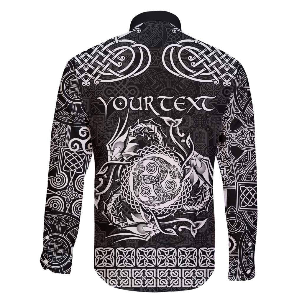 Personalized Montgomeryshire Sir Drefaldwyn Family Matching Short Sleeve Bodycon Dress and Hawaiian Shirt Black Water Triskele Celtic-inspired - Wonder Print Shop